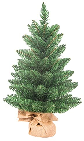 RWUDV Künstlicher Mini-Weihnachtsbaum, Tischdekoration, 60 cm, künstlicher Weihnachtsbaum mit Leinensockel, perfekt für Fenster, Familientreffen, Garten (#1)