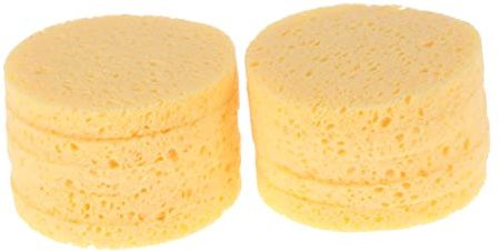 POPETPOP 5pezzi Spugnette Per Struccare Pad Per Makeup Spugna Rotonda Accessori Cosmetici Sicuri Per La Rimozione Trucco e Pulizia Viso Colore Giallo
