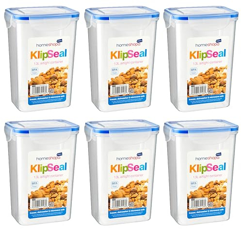HOMESHOPA Airtight Food Storage Container Set, 6 Pack Kitchen & Pantry Organization, BPA-Free, Plastic Canisters with Durable Lids for Rice Cereal Oats Flour Sugar