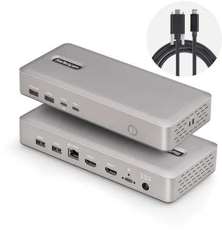 StarTech.com Dual-Monitor USB4 Docking Station, Dual 4K 120Hz or Single 8K 60Hz HDMI, 100W Laptop Charging, 2.5GbE, USB-C Multi-Monitor Dock, Driverless