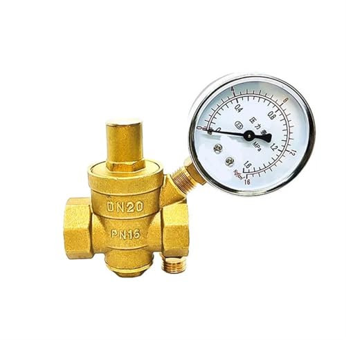 EKalgretrA Druckminderer Wasser 1/2 3/4 1 einstellbare Wasser Reduzierung Ventil Innengewinde Messing Druckmesser Regler Ventile Mit Manometer(1,Valve Without Gauge)