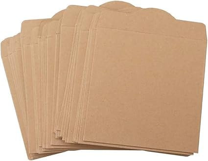 25 buste in cartone per CD e DVD, in stile retrò, quadrate, per CD, DVD, colore marrone