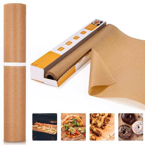 Papel Horno, Papel de Horno, Papel de Horno para Hornear, Papel de carnicero, Papel Horno Rollo de 40cm x 15m con Cortador, para Hornear, Cocinar, Asar a la Parrilla, Vapor y Freidora de Aire
