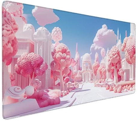 Mauspad XXL 1000 x 500 Schreibtischunterlage, Mousepad Groß Vernähte Kanten WassXerdicht Anti-Rutsch für PC, MacBook,Laptop Verbessert Präzision und GeschwindigkeiX Mauspad - (Rosa, Schloss) M-E