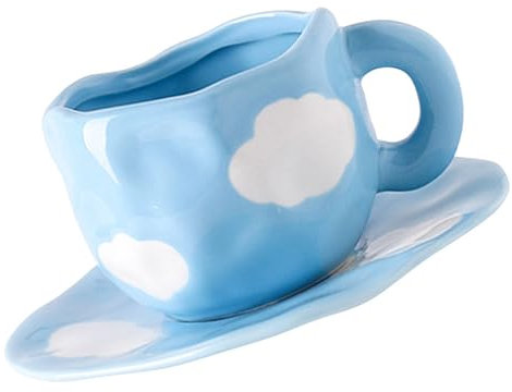 GRADENEVE Frühstücks-kaffeetassen-set mit Wolkenmuster Tasse und Untertasse Stilvolle Keramiktasse für Den Täglichen Gebrauch