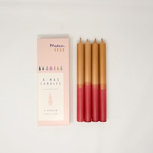 MADAM ERLE - 4er-Set dip dye Kerzen | JUNA | handgemachte Weihnachtsedition | wunderschön auf dem Adventskranz | gold und silber Töne