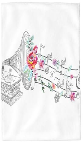Oudrspo Graurosa – 17 Musik-Hand-/Pool-/Badetuch, Stil Grammophon-Plattenspieler, Küchengeschirrtuch, schnelltrocknend, weich, saugfähig und leicht, Graurosa (40,6 x 69,8 cm)