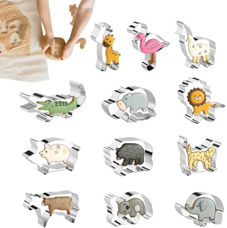 12 Stück Ausstechformen, Plätzchen Ausstecher, Ausstechformen Tiere Ausstecher, Edelstahl Keksausstecher Plätzchen Ausstecher Set, Fondant Ausstechform Tier Für Themed Partys