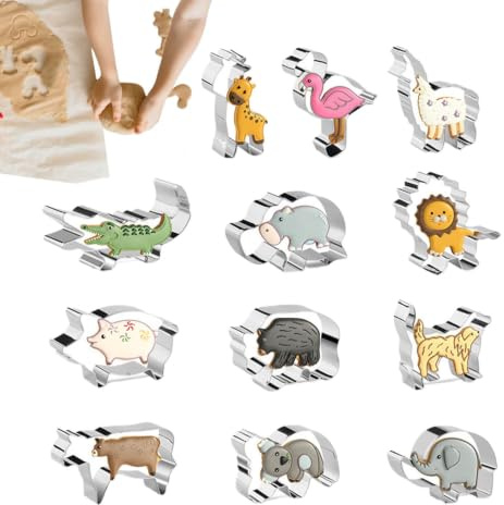 12pcs Formine Per Biscotti, Forme Di Formine Per Biscotti Con Animali | Set Di Stampis Per Biscotti In Acciaio Inossidabile, Formine Per Biscotti Con Animali Divertenti Per Cottura Fai Da Te