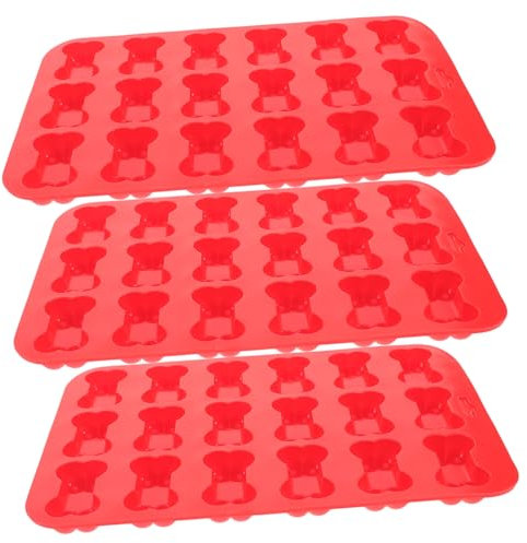 Cabilock Moldes De Silicona Para Dulces y Hielos 3 Piezas Forma Hueso Resistente a Temperaturas Repostería y Manualidades Para Mascotas y Cocina Doméstica Rojo
