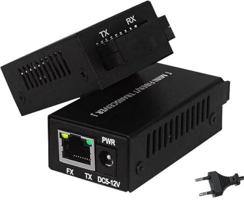 NKBSDKM Mini Convertisseur de Média Fibre 10/100 M Monomode 155 Mbps Émetteur-Récepteur Fibre Optique Noir Prise UE 1 Ensemble