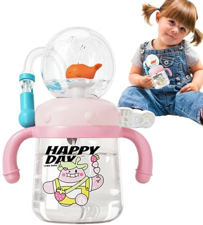 Auslaufsicherer Trinkbecher, Baby-Trinkbecher, Wal-Spritzer | Niedlicher Spritzbrunnen Sippy 300ml | Kleinkindbecher, bunte Kinderbecher mit Strohhalmen und Deckel, kreativer Sprühtrinkbecher für Kind