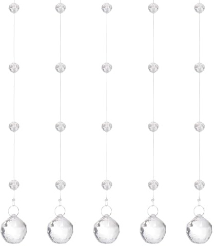 QUARKZMAN 10Pz Ghirlande Perle Cristallo Acrilico, Gocce Trasparenti Sostituzione Cristalli Lampadari Gocce Forma Ananas Appesi per Decorazioni Matrimoniali Gioielli (0.6m/1.97ft)