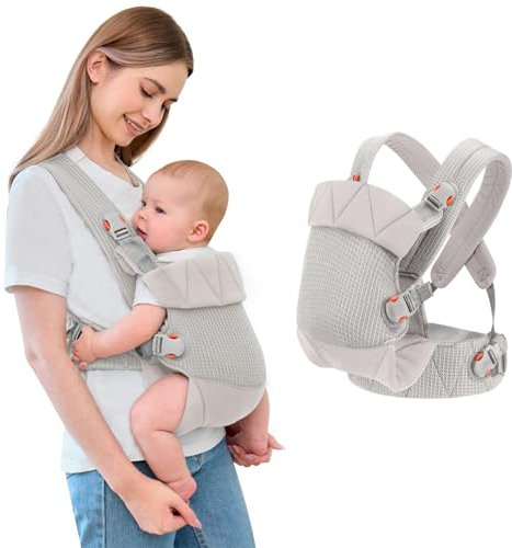 IULONEE Babytrage für Neugeborene Ergonomic Baby Carrier Tragbar Babytrage Vorne nach hinten tragen Babyhalter Trage für Babys Kleinkinder Grau