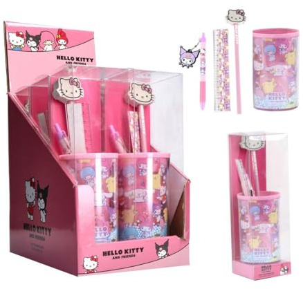 CERDÁ LIFE'S LITTLE MOMENTS Hello Kitty Pencil Holder Stationery Set - School Themed Desk Set, Ideal for Girls, Students and Fans of The Kawaii Universe, Hello Kitty, One Size, Licence