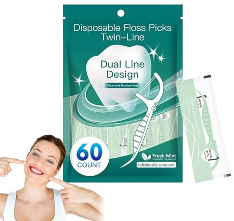 Bâton de fil dentaire pour les bâtons de poudre à dents disposables neutres adultes, robuste et durable | Poignée confortable, emballée individuellement, idéale pour un usage quotidien, le retrait de
