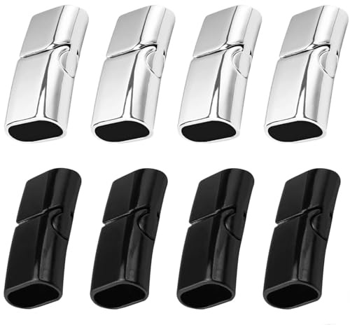 txuzong 4x Silber & 4x Schwarz - Robust Legierung Magnetverschluss Für Handgelenk Schmuck, Ideal Für Selbstgemachte Armbänder, Tägliches Tragen & Geschenk