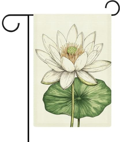 Bandera de jardín de flores de lirio de agua, arpillera de doble cara, banderas exteriores de 12 x 18 pulgadas
