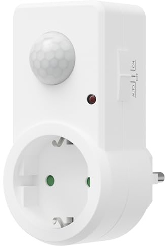 Oktaplex Sia Steckdose mit Bewegungsmelder weiß | 120° / 9 Meter Infrarot Bewegungssensor Zwischenstecker Innen PIR-Sensor