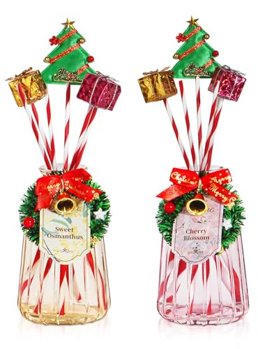 DIUFJAG 2 x 180ml – Cherry Blossom/Osmanthus Ambientadores Difusor de Aroma con 12 Varillas,Flor de Cerezo Reed Diffuser para Dormitorio,Oficina,Baño