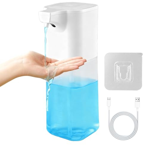 Automatic Soap Dispenser 550ml, Wall Mounted Touchless Soap Dispenser with Infrared Sensor, 4 Adjustable Levels, USB Rechargeable, IPX6 Waterproof for Kitchen and Bathroom, White