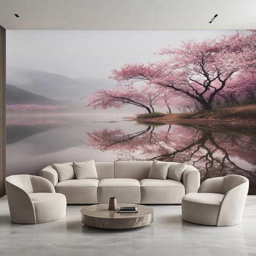 Generico Carta da Parati Fiori di Ciliegio, 500X350cm, Carta da Parati Tessuto Non Tessuto Paesaggio Naturale, Camera da Letto Decorazioni Parete Soggiorno Decorazione Cucina Décor EL&D65