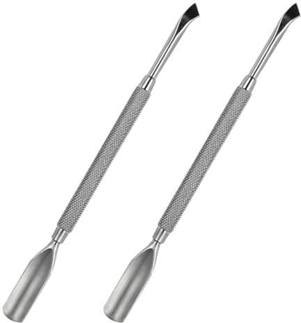 LIFKOME Empujador de Cutículas de Doble Cabeza de Acero Inoxidable, Removedor de Piel Muerta y Raspador para Uñas, Herramienta Profesional para Manicura y Pedicura, 2 Piezas, Uso