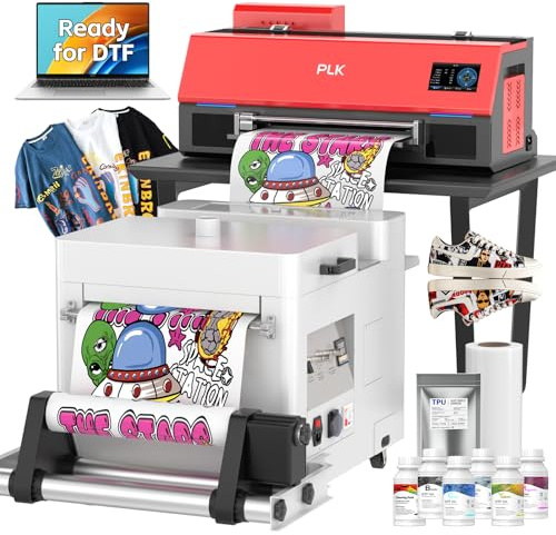 PLK DTF DRUCKER A3,DTF Printer a3,XP600-Drucker, doppelte Geschwindigkeit im Vergleich zu L1800/L805, 4,5-Zoll-Touchscreen, automatische Reinigung, duales Weißtintensystem
