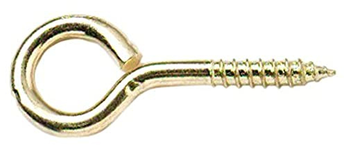 Merriway BH03572 (10 Pcs) EB 40 mm (1.1/2 Inch) Steel Screw-In Eye Brass Plated- Pack of 10 Pieces