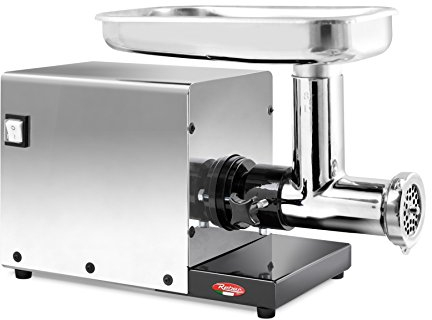 Reber N.8 9508N Tritacarne Elettrico, Inox, 400W, Nero/Grigio