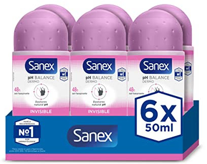 Sanex Roll On Invisible Dry (New Pack) confezione da 6, 300 ml