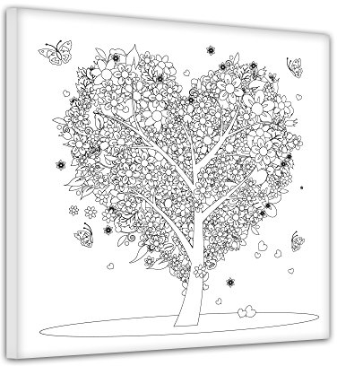 Bilderdepot24 Offre de Lancement Arbre des Coeurs - Coloration sur Toile, montée sur châssis - Quadrat-Format - 40x40 cm - Tableau sur Toile, Image sur Toile, Vente directe Fabricant!