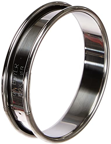 De Buyer - Cercle à tarte rond en inox à bord roulé - 8 x 2 cm - Surface Lisse, Démoulage Facile, Pour des Résultats Sans Défaut et Délicieux, Argent