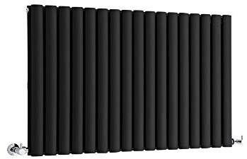 MILANO Black Horizontal Double Oval Panel Radiator 635 x 1000mm