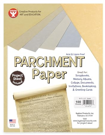 Hygloss Products Craft Parchment Paper Sheets - Printer Friendly, Made in USA - 8-1/2 x 11 Inches, Gold, 100 Pack