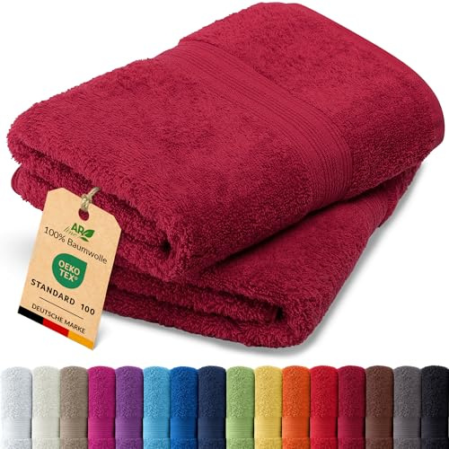 AR Line Arizona 2er Set Saunatuch XXL 100x200 cm – 100% Baumwolle, 500 g/m², extra groß & saugstark, in Farbe: Burgund