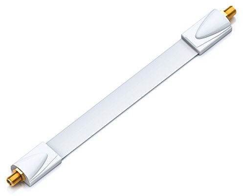 deleyCON Fensterdurchführung SAT Kabel 30cm 21cm flexibel, 1 Stück - Weiß | Kupplung für Fenster & Türen, vergoldet, extrem flach, geschirmt und mit Klebepads