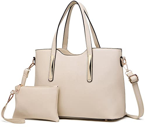 Miss Lulu Taschen Damen Mittelgroß Handtasche Schultertasche Henkeltasche Frauen Schulter Beuteltote 2-teiliges Shopper Set