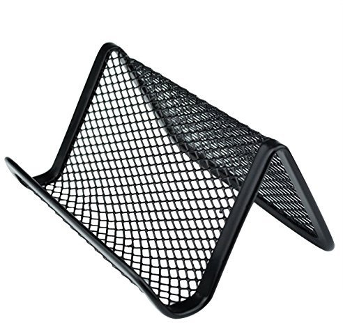 4 PCS Metall Visitenkartenständer Stahl Visitenkartenaufsteller Visitenkartenhalter Schreibtisch Organisator für Namenkarte Visitenkarte, Schwarz