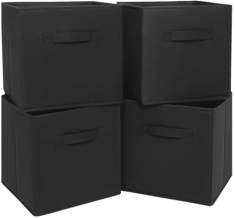 Clay Roberts Storage Cubes, Storage Boxes, Pack of 4, Black, Fabric Basket Set for Storage Units, 25cm x 25cm x 25cm, Black Baskets, Boxes, Box, Unit Cubes
