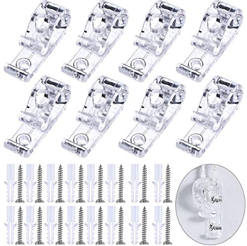 WEONE 8PCS Child Safety P-Clips, Blind Safety Clips for Cord, Clear Roller Blind Clips with 16 Screws + 16 Plastic Pillars for Vertical and Roman Roller Curtain Ball Chain Cord Control
