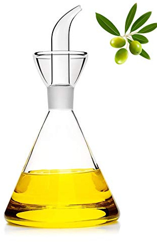 HAIZEEN 4 oz / 125 ml Glass All-Purpose Cruet, Glass Oil Decanter and Cruet (Cone-4 oz, Smooth surface)