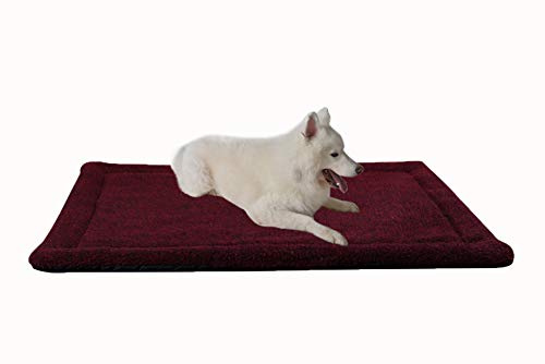 RAIKOU Hundedecke Katzendecke Haustier-Decke mit Plüsch Kissen Fleece-Decke/Tier Schlafdeck Hundebett Haustierbett, waschbar und rutschfest（Dunkelrot Melange,100x70cm