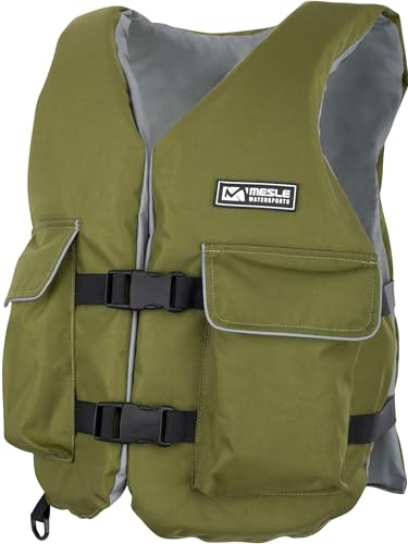 MESLE Schwimmweste Erwachsene Fisherman mit Taschen, 50N Schwimmhilfe für Herren & Damen, Angler Weste für Boot, Auftriebsweste & Prallschutzweste für Sup, Kajak