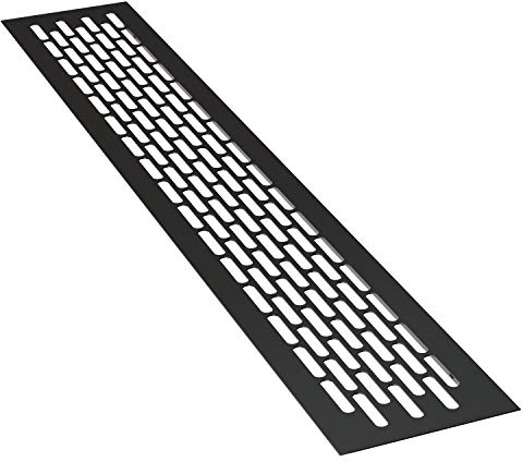 sossai® Rejillas de ventilación de aluminio - Alucratis (1 pieza) | Rectangular - dimensiones: 44 x 8 cm | Color: negro | rejilla de aire