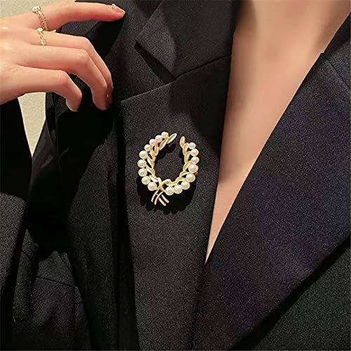 TseenYi Weizen Brosche Mode Perle Corsage Brosche Barock Mode Gold Weizen Brosche Schal Pin Revers Clip Shirt Clip Schmuck für Frauen und Mädchen Hochzeit Valentinstag