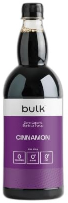 Bulk Sirop Barista Zéro Calorie, Cannelle, 1 Litre, Parfait pour les shakes protéinés, Café, Thé, Desserts, Faible teneur en matières grasses, Faible calories, l'emballage peut varier