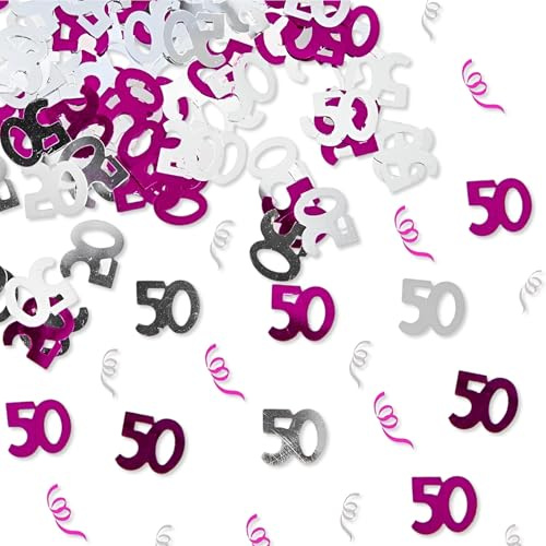 Konfetti zum 50. Geburtstag, 28 g, Pink/silberfarben