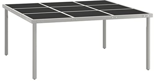 Makastle Gartentisch Tisch Esstisch Küchentisch Balkontisch Terrassentisch Chicreat Tisch aus Stahl und Glas, Wetterfest Garten Terrasse Balkon Esstisch, Schwarz und Grau 170x170x74,5 cm