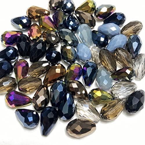 Honkoolly 200 st droppformade kristallglaspärlor 3 x 5 mm vertikala hål fasetterade glas tårdroppe distanspärlor för armband, halsband, örhängen, gör-det-själv smyckestillverkning hantverk (svart
